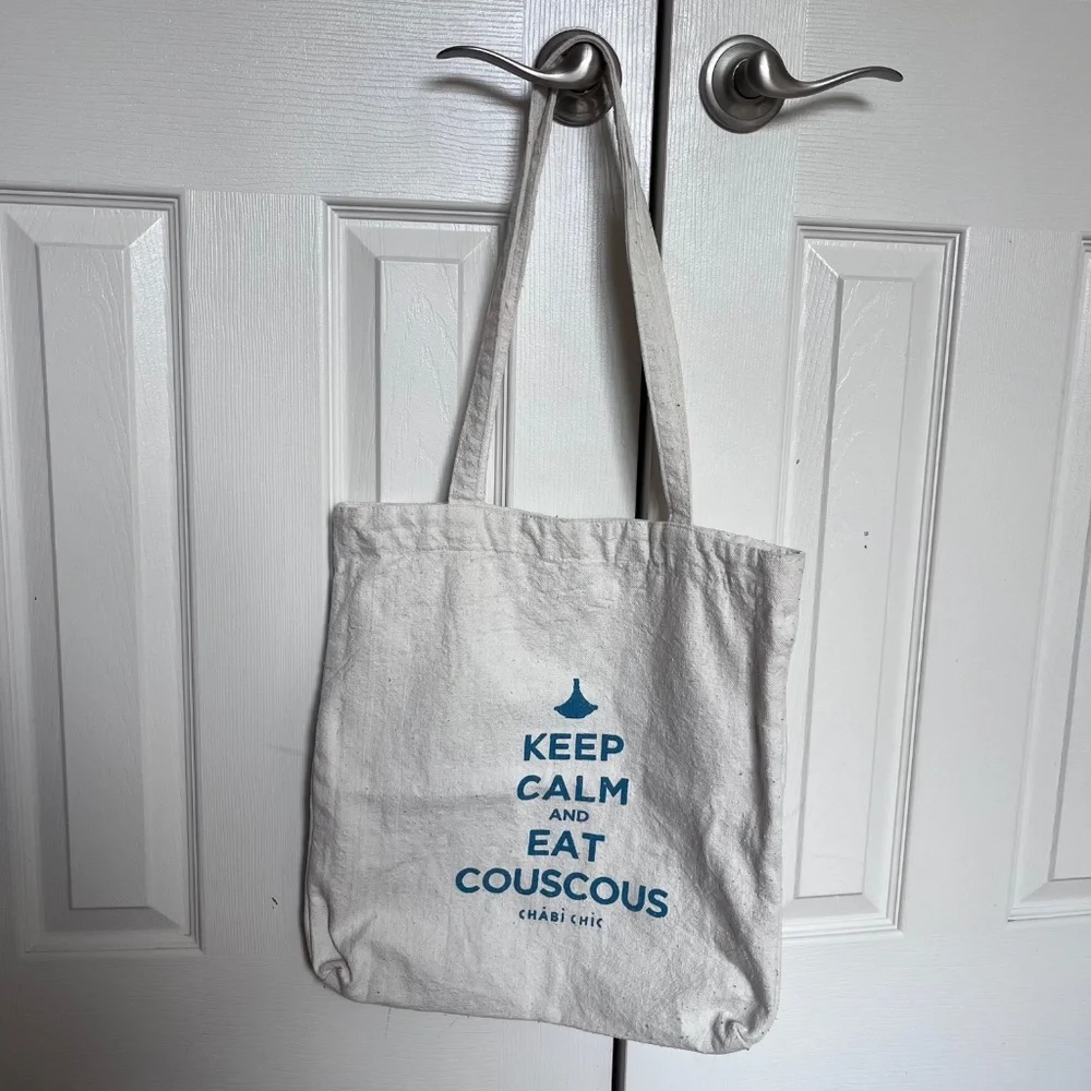 Chabi Chic Morocco Keep Calm and Eat Couscous Cloth Tote Bag